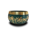 Yoga meditation singing bowl with mantras in green