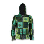 Nepal patchwork jacket with fleece - green tone